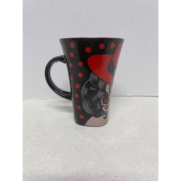 People HTC Art Deco Lady w/Red Hat And Rose Ceramic Mug  Black & Red 8oz - Picture 5 of 9